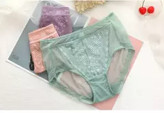 Calcinha de renda transparente feminina tamanhos grandes com cintura alta verão sexy malha oco para fora cuecas femininas plus size na internet
