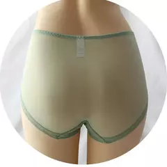 Calcinha de renda transparente feminina tamanhos grandes com cintura alta verão sexy malha oco para fora cuecas femininas plus size na internet