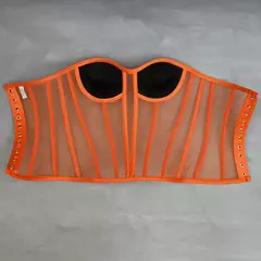 Imagem do Feminino sexy multicolorido elegante moda personalidade net rosto espartilho emenda net espartilho cintura espartilho