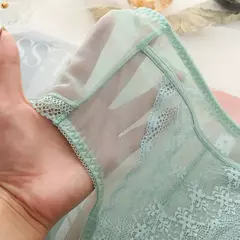 Calcinha de renda transparente feminina tamanhos grandes com cintura alta verão sexy malha oco para fora cuecas femininas plus size na internet
