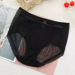 Calcinha de renda transparente feminina tamanhos grandes com cintura alta verão sexy malha oco para fora cuecas femininas plus size - loja online