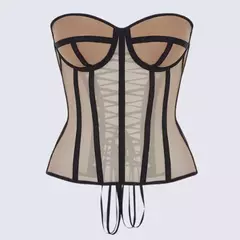 CEINTHRONEZ Sexy Transparente Moda Fishbone Espartilho Malha Push Up Bralet Espartilho Feminino