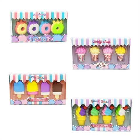 Goma De Borrar Donas Helados Set De 4 Unidades Bag Por 16 Sets