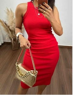 Vestido canelado ribana midi Regata - comprar online