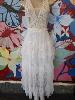 Vestido de Renda com Saia Tule Branco - comprar online