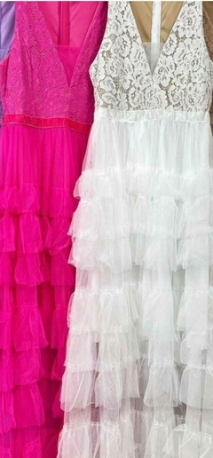 Vestido de Renda com Saia Tule rosa - comprar online