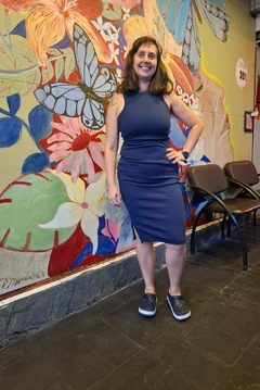 Vestido Malha Canelada Midi