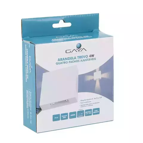 Arandela Trevo 4 Fachos Ajustável Gaya 4w 3000k Ip65 Branco