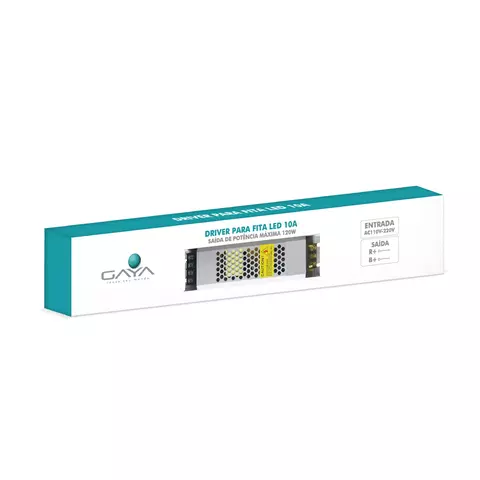 DRIVER SLIM 10A 12V - ATÉ 120W ENTRADA BIVOLT IP20