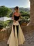 Moda contraste feminino com decote em v estilingue vestido longo para mulher ele - comprar online