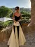 Moda contraste feminino com decote em v estilingue vestido longo para mulher ele - comprar online