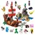 404 peças Minecraft compatíveis com meu mundo navio pirata aventura 21152 ação aldeia