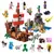 404 peças Minecraft compatíveis com meu mundo navio pirata aventura 21152 ação aldeia - VOLPE SHOPP