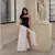 Moda contraste feminino com decote em v estilingue vestido longo para mulher ele - comprar online