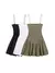 Trza-mini vestido feminino de popeline com nervuras, gola reta, alças finas, ve