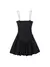 Trza-mini vestido feminino de popeline com nervuras, gola reta, alças finas, ve - VOLPE SHOPP