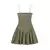 Trza-mini vestido feminino de popeline com nervuras, gola reta, alças finas, ve