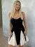 Moda contraste feminino com decote em v estilingue vestido longo para mulher ele - VOLPE SHOPP