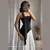 Moda contraste feminino com decote em v estilingue vestido longo para mulher ele na internet