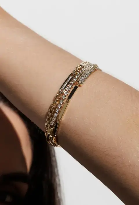 Pulseira Com Placas E Zircônias