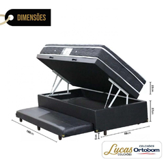 Cama Box Com Baú e Auxiliar Solteiro + Colchão De Molas - Physical Nanolastic 88cm