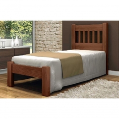 Cama De Solteiro Pérola De Madeira Maciça Angelim Pedra/tauari - Cor Castanho
