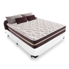 Cama Box Casal 138 Tecido Sintético Branco com Colchão Little Angel - Mola Superlastic 62x138x188