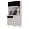 Armário para Cozinha Kit Duda 90 cm Branco Preto