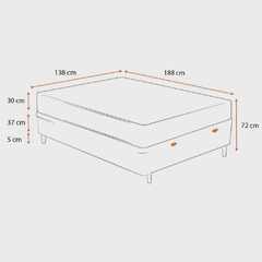 Cama Box Baú Casal + Colchão De Molas Ensacadas - AirTech SpringPocket 138x188x72cm Preto - MbOutlet