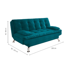 Sofá-Cama Casal 3 Lugares Premium A2 Suede Azul Turquesa - loja online