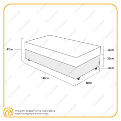 Cama Box Solteiro Preta + Colchão de Espuma D20- Supreme 78x188x37cm na internet