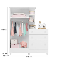 Guarda Roupa Infantil com Comoda Doce Sonho Branco - na internet