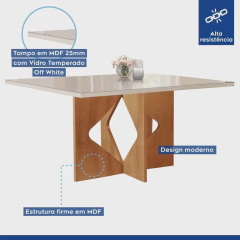 Conjunto Sala de Jantar Mesa Dakota Plus 120x80cm Tampo Vidro com 4 Cadeiras Laura - comprar online