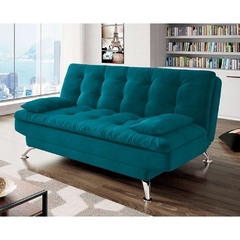 Imagem do Sofá-Cama Casal 3 Lugares Premium A2 Suede Azul Turquesa