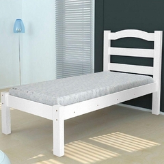 Cama Solteiro Robusta Madeira Maciça Branca Brilho