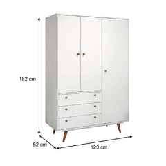 Guarda-Roupa Casal Retrô Plus 3 pt 3 gv Branco Acetinado - loja online