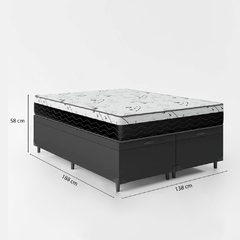 Cama Box Baú Casal 138 Bipartido Tecido Sintético Preto com Colchão One Face D33 - Bello Box - 58x138x188cm na internet