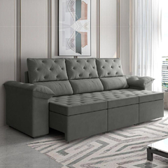 Imagem do Sofá Retrátil 3 Lugares 2,10m York Suede Cinza