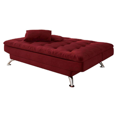 Sofá-Cama Casal 3 Lugares Premium Suede Vermelho - MbOutlet