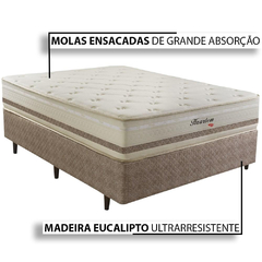 Cama Box Casal com Cabeceira Haarlem, em Molas Ensacadas, 69x138x188 cm - MbOutlet