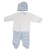Conjunto de Tres Piezas, Batita, Ranita y Gorro, Combinado en Plush y Rib Tejido - comprar online