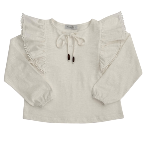 Blusa de Jersey Flame con Volados con Puntilla y Terminales de Canutillos de Madera - comprar online