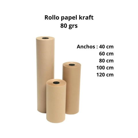 Rollo Papel Kraft 80 grs (Anchos 40 cm / 60 cm / 80 cm / 100 cm / 120 cm) - comprar online