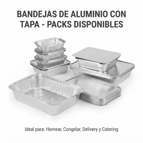 Bandejas de Aluminio (opcion tapas de carton o aluminio)