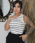 Regata Básica - Listras - Off White com Preto - comprar online