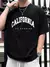 Verão masculino 100% algodão puro casual solto ajuste mais califórnia impress