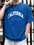 Verão masculino 100% algodão puro casual solto ajuste mais califórnia impress