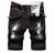 Shorts jeans stretch masculino, jeans curto e reto, azul escuro, design de moda,