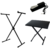 Kit 3 peças Pedal Sustain + Suporte em X p/ teclado + banco