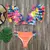 Novo sexy conjunto de biquíni brasileiro feminino plissado banho feminino impre